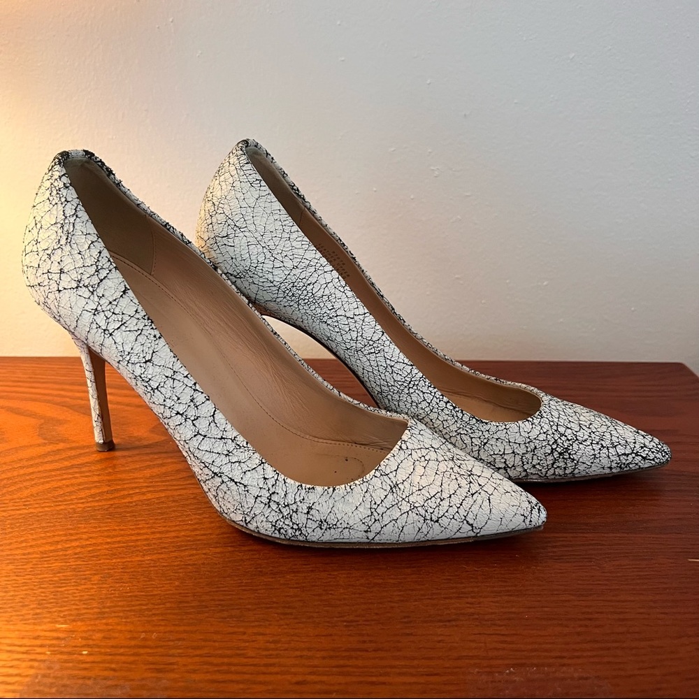 J. CREW Elsie White Crackle heels (8M)